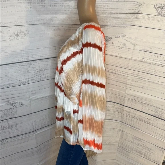 NWOT Women's V-Neck Flowy Blouse in Cream and Rust - Picture 7 of 10